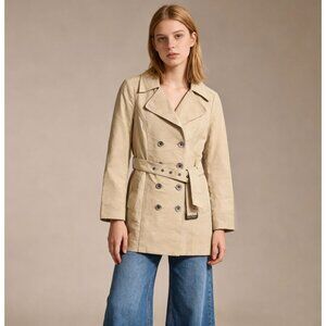 NWOT Crew Women's Trench Coats With Belt Jackets Flower lining Size 14 Khaki